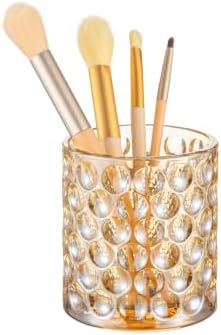 DASITON Glass Makeup Brush Holder, Bathroom Toothbrush Holders, Desk Pen Pencil Holder, Vintage Makeup Brush Cup, Multif