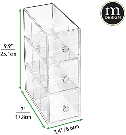 mDesign Plastic Kitchen Pantry, Cabinet, Countertop Organizer Storage Station with 3 Drawers for Coffee, Tea, Sugar Pack
