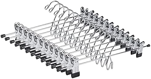 Amber Home 26 Pack Heavy Duty Add on Metal Pants Skirt Hangers with Clips