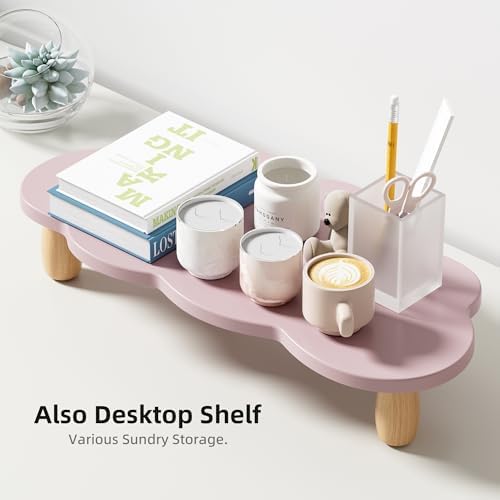 AFOOYO Monitor Stand Riser,Cloud Shape Wood Computer Monitor Stand, 16.5IN Monitor Stand Riser, Multi-Purpose Desktop Or