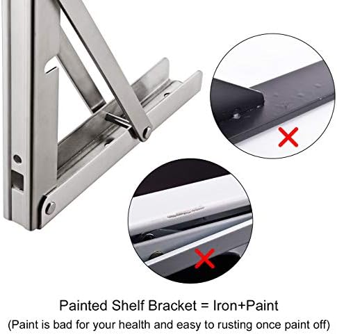 YUMORE Folding Shelf Brackets, 22 Inch Heavy Duty L Bracket, Silver, 2 Pack