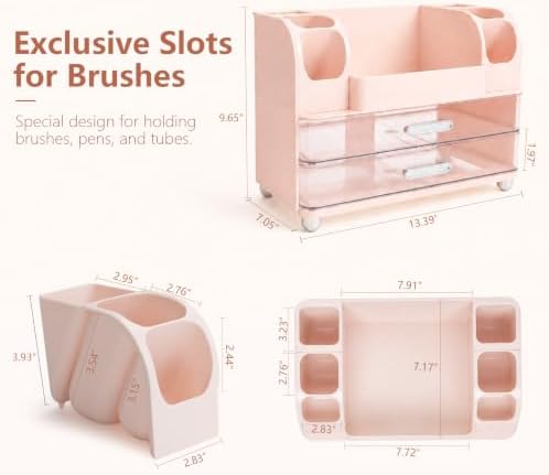 Makeup Organizer for Vanity with Brush Holder, Countertop Bathroom Cosmetic Organizer Skin Care Storage, Large Easy to S