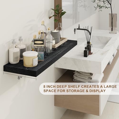 30 Inch Floating Shelves, Rustic Floating Wall Shelves 8 Inch Deep, 30 x 8 Floating Shelves for Home Decor, Deep Display