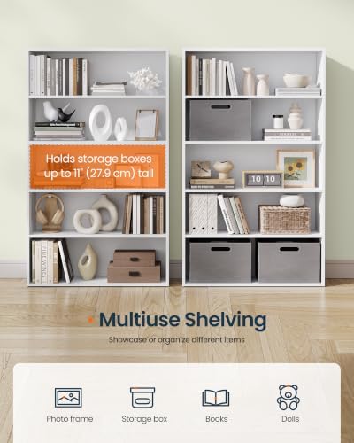 SONGMICS HOME 5-Tier Bookshelf, Narrow Shelving Unit