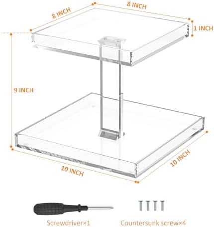 2-Tier Perfume Tray,Clear Perfume Organizer for Dresser and Counter,Acrylic Perfume Stand Organizer Vanity Trays Makeup 