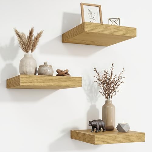 Acovy Floating Shelves for Wall 9 Inch,9.3" Deep Square Floating Shelf Set of 3,Wall Shelves Hanging Shelf with Invisibl