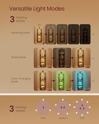 VASAGLE Corner Shelf with LED Lights, 5-Tier Freestanding Bookshelf
