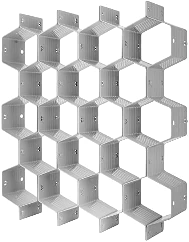 Poeland Drawer Divider Organizer Adjustable DIY Grid Honeycomb Drawer Divider for Underwear Belt Scarf Socks Gray
