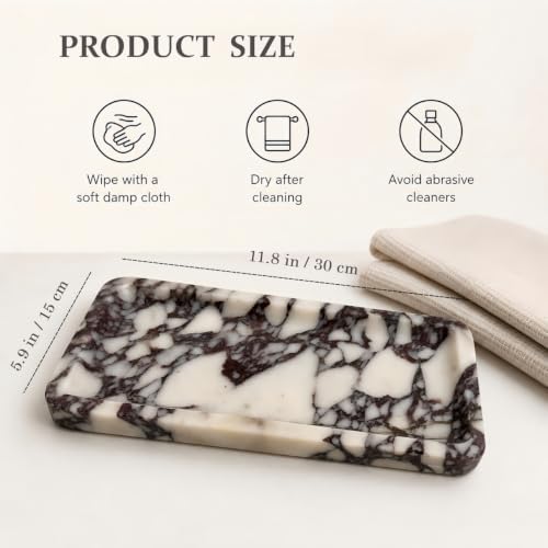 Luxury Natural Calacatta Viola Marble Tray, 12x6 Inch Vanity Tray