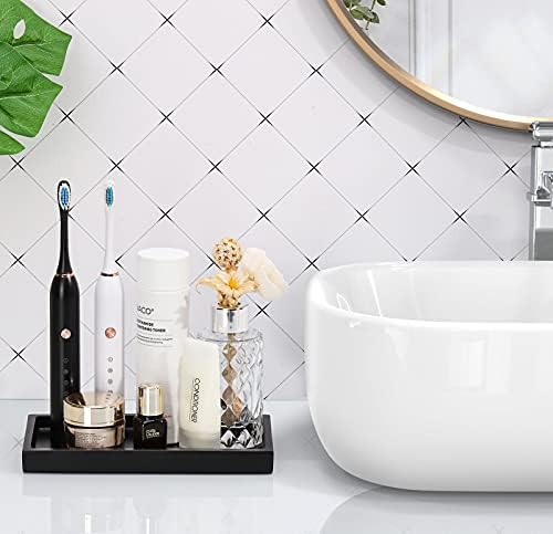 Luxspire Resin Bathroom Tray for Countertop Organizer, Mini, Marble Black