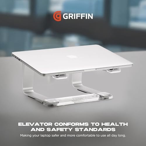 Griffin Elevator Laptop Stand - Ergonomic Computer Riser & Laptop Mount Made of Sturdy Brushed Aluminum - Supports Postu
