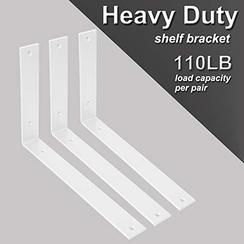 Shelf Brackets 12 Inch Wall L Brackets 4PCS Heavy Duty for Shelves Metal White Rustic Industrial Brackets for DIY Openin