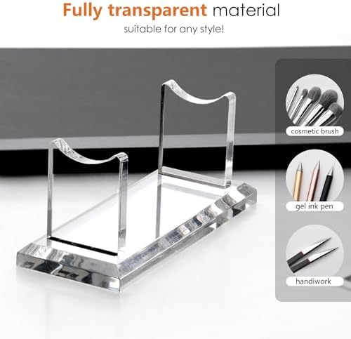 SANRUI Acrylic Pen Holder Display Stand Clear Desk Pencil Rack, 2PCS 1 Tier