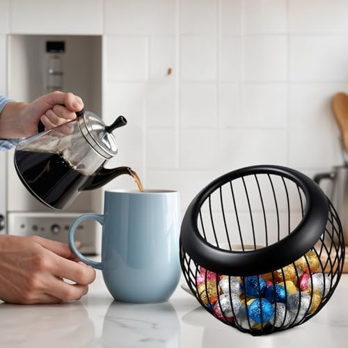 Molain Large Capacity Coffee Pod Holders Basket, Metal Espresso Pod Holder, Coffee Bar Organizer for Counter, Kcup Stora