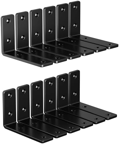 NEODROP 12-Pack 4 Inch Heavy Duty Shelf Brackets, Premium Floating L Bracket for Wall, Kitchen, Mantel Shelves Support |