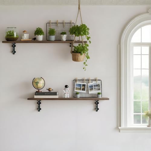 Heavy Duty 8.1"x4.4" Vintage Brackets for Floating Shelves & Kitchen Storage, 8 inch Cast Iron Shelf Brackets - Industri