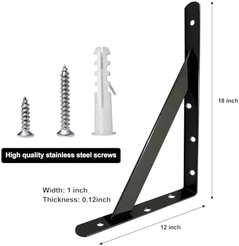 Shelf Brackets 18 Inch x 12 Inch, Heavy Duty Shelf Brackets 4 6 8 10 12 14 16 18 20 Inch, L Brackets Heavy Duty for Shel
