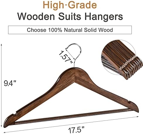 TOPIA HANGER Wooden Coat Hangers 30 Pack - Vintage Wood Suit Hangers