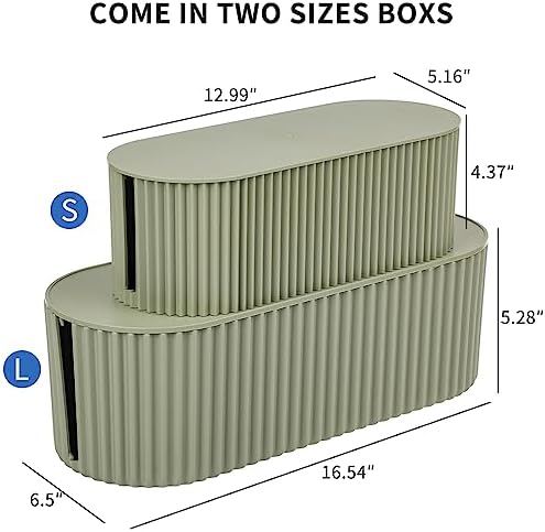 FABROK 2 Pack Cable Management Box, Cord Hider Box, Green, Small+Large