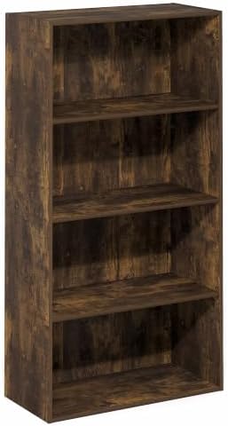 Furinno PASIR 4-Tier Book Shelf, Open Shelves Bookshelf, Amber Pine