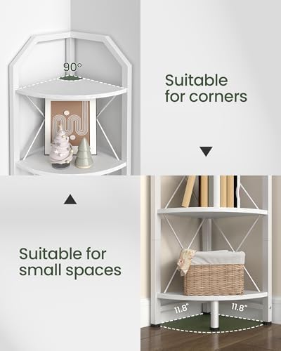 CHOEZON 4-Tier Corner Shelf, Industrial Corner Bookshelf, 47.6" Corner Storage Stand, Plant Stand Display Shelf, Corner 