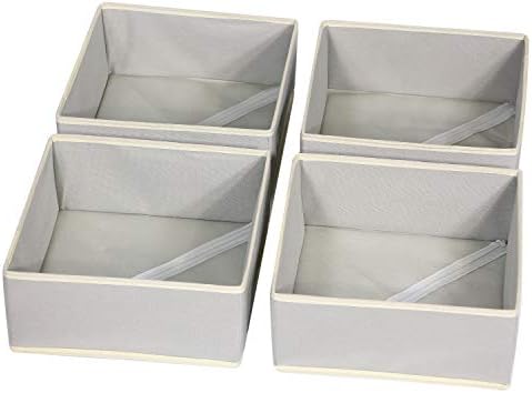 DIOMMELL Foldable Cloth Storage Box Closet Dresser Drawer Organizer Fabric Baskets Bins Containers Divider for Clothes Underwear Bras Socks Clothing,Set of 4 Grey 400
