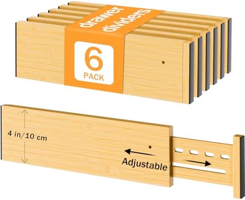 Bamboo Drawer Dividers, 4" High Drawer Organizers for Clothes/Utensils