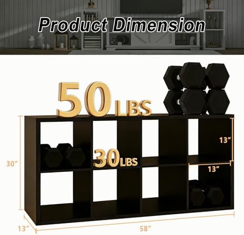 CTESNE【Wooden Thick Frame 8 Cube Storage Organizer Shelf with Anti-Tipping Kits + Reversible Open Back Bookcase, Horizon