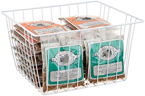 Freezer Storage Organizer Basket, Refrigerator Wire Household Bins with Built-in Handles for Kitchen, Pantry, Cabinet, C