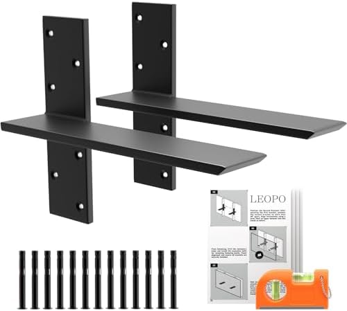 LEOPO 3/8" Thick Free Hanging T Shelf Bracket(2-Pack), 12" L x 2.5" W