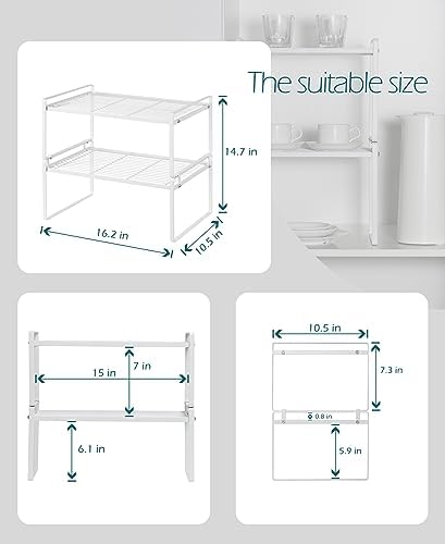 Shantton Cabinet Shelf Organizer, Pantry Shelf Rack, White 16.1x10.6x7.3