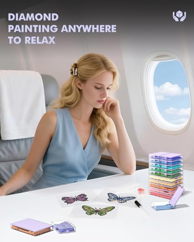 Diamond Art Storage Trays with Lid, Premium Diamond Painting Accessories & Tools, Stackable Rhinestone Organizer for Nai