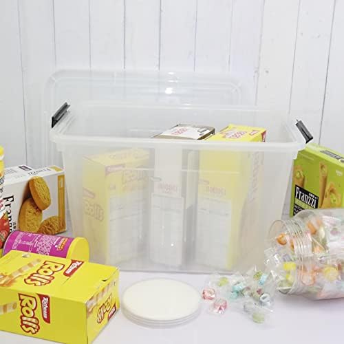 Wekioger 22 Quart Plastic Latching Container Box with Lid, Set of 4, Clear