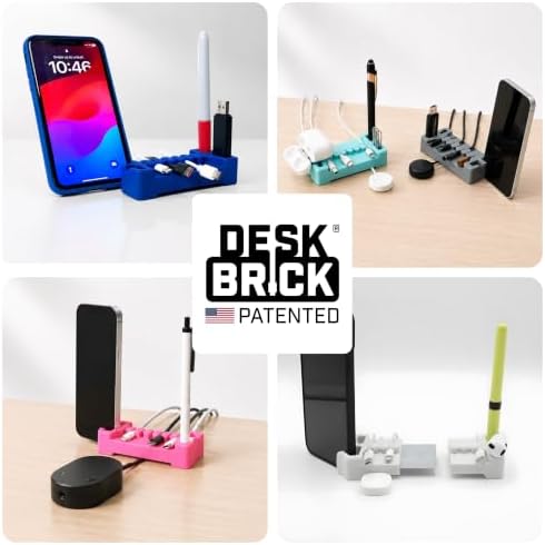 DeskBrick 2PK Silicone + Steel-Weighted Cord Holders for Desks. Weighted Cord Organizers & Cable Management for Desktops