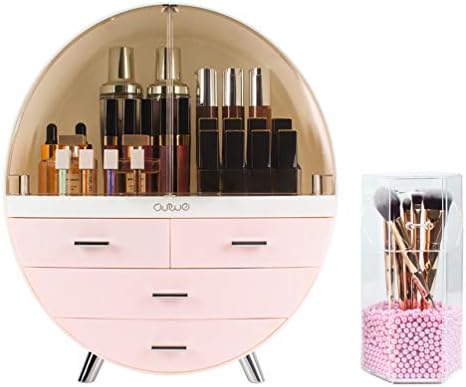Elegant Dustproof Makeup Storage Organizer Box, Waterproof Large Cosmetics Organizer Storage with Drawers Skincare Cosme
