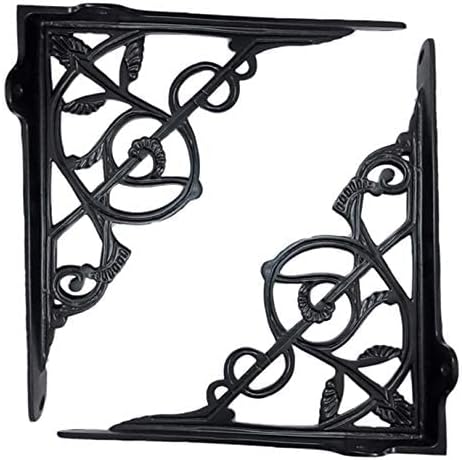 Adonai Hardware"Abiathar" Antique Iron Shelf Bracket (Supplied as 2 Pieces per Pack) - Black Powder Coated