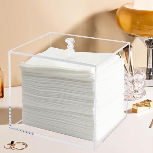 Weiai Disposable Face Towel Holder Container Acrylic Box for Clean Towels Clear