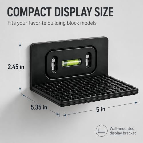 6 PCS Building Blocks Display Shelf Wall Mounted with Built-in Bubble Level, Floating Model Display Stand for Minifigure