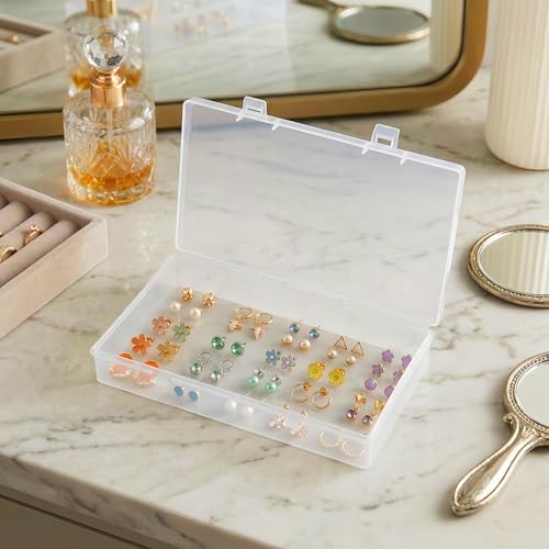 LJY 12 Clear Rectangular Plastic Boxes, 6.1 x 3.3 x 1.2 in for Sewing