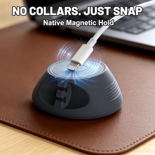 SOOoEC [N52 Ultra-Strong Snap-On Magnetic Cord Holder, Weighted Desktop Cable Organizer, Premium Liquid Silicone, No Col