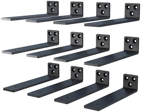 NEODROP 4 Inch Floating Shelf Brackets, Heavy Duty Hidden Bracket for Wall, Mantel, Bookshelves, Black Powder Coated Ste