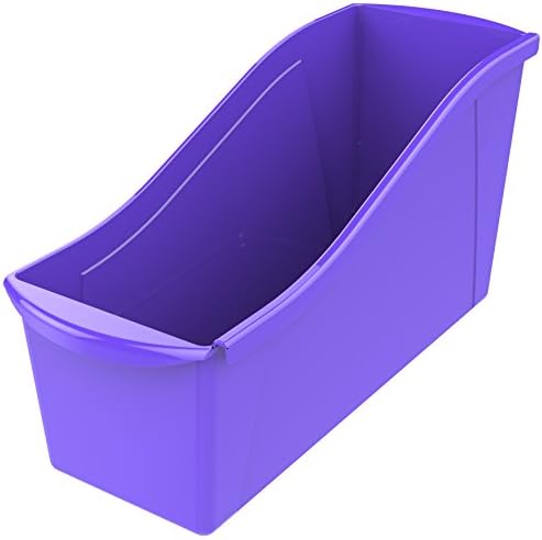 Storex Large Book Bin, Interlocking Plastic Organizer for Home, Office and Classroom, Purple, 6-Pack (71103A06C)