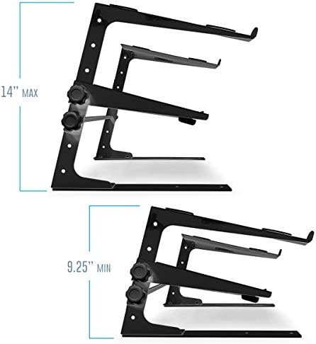 AxcessAbles Two-Tier Adjustable DJ Stand with Clamps | for DJ Controllers, Music Mixers, Laptops up to 20lbs.| DJ Contro