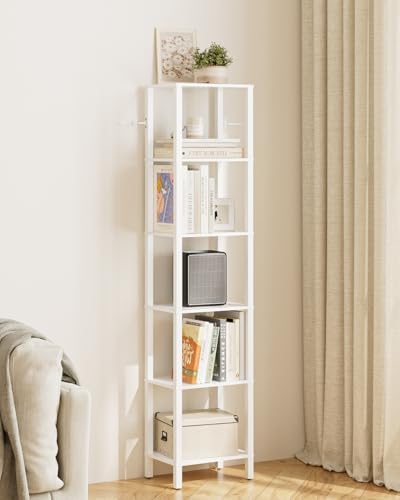 Open Book Shelf, 6 Tier Tall Bookshelf, Freestanding Shelf Narrow Bookcase with Open Shelves, 14.57" x 10.63" x 65.83", 