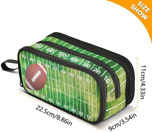 Pencil Case Large Big Capacity Football Ball Field Pencil Bag for Girls Boys Zippers Pen Bag Holder Pouch Box Makeup Bag 3 Compartment Portable Stationery Storage for College Students School