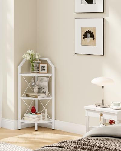 CHOEZON 3-Tier Corner Shelf, Industrial Corner Bookshelf, 35.4" Storage Stand, Plant Stand Display Shelf, Bookcase for B