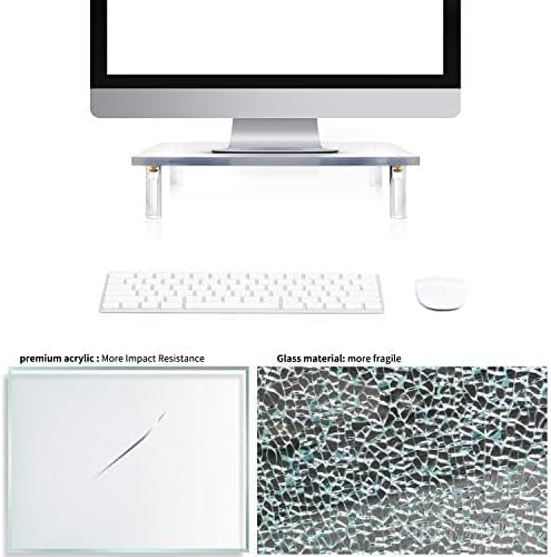YestBuy Acrylic Monitor Stand Riser, Clear Computer Stand for Laptop, iMac, Pc, Printer, Desktop Ergonomic, Desk Riser W