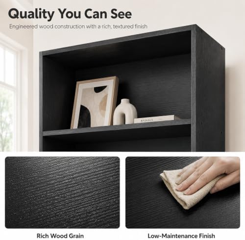IULULU 6 Tier Bookcase with Open Storage Shelves, Black