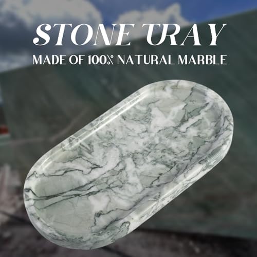 Koville Marble Bathroom Tray for Countertop, Vanity Tray Stone Trays for Decor, Natural Marble Decorative Tray for Dress