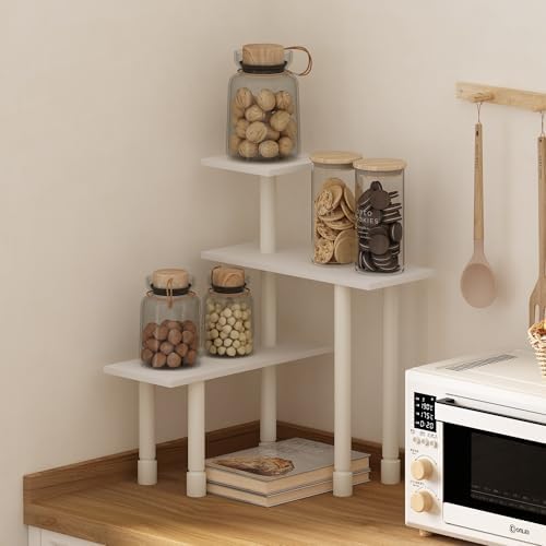 Furinno Turn-N-Tube Kitchen Countertop Organizer, 3-Tier Corner Countertop Organizer Shelf, Corner Shelf, for Kitchen, P